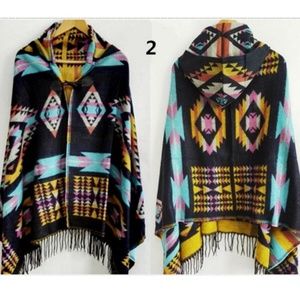 Wool blend poncho
